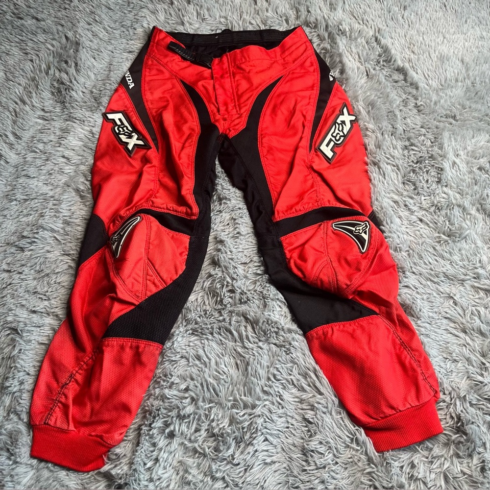 Fox Racing Riding Pants Youth 12-14 Honda Motocross Red Black